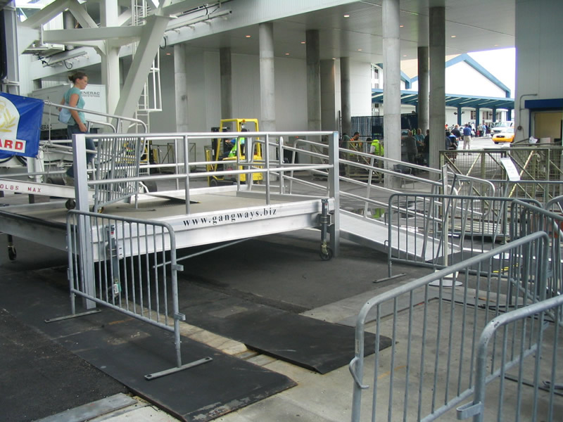 Note the use of the ramp and platform to supplement the existing gangway, which was too steep.