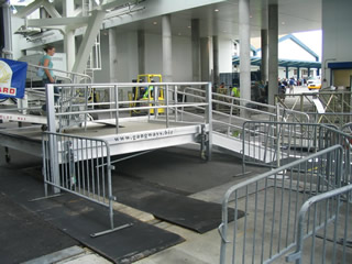 Note the use of the ramp and platform to supplement the existing gangway, which was too steep.